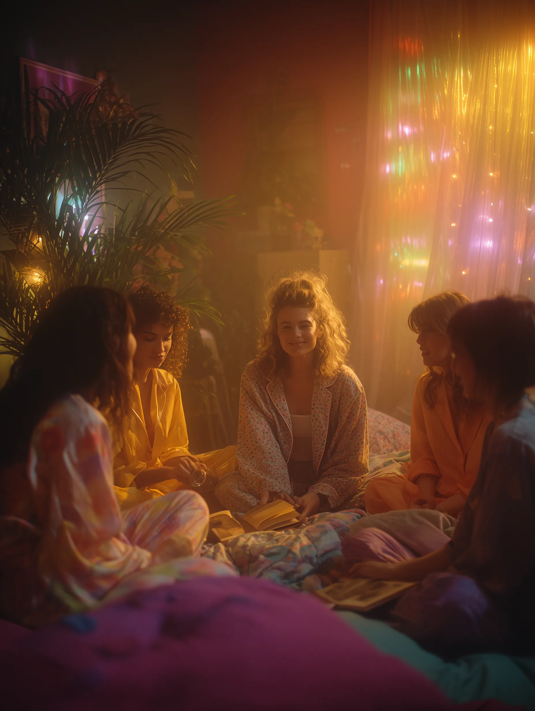 a room of futons, women in pyjamas, each in her own bubble